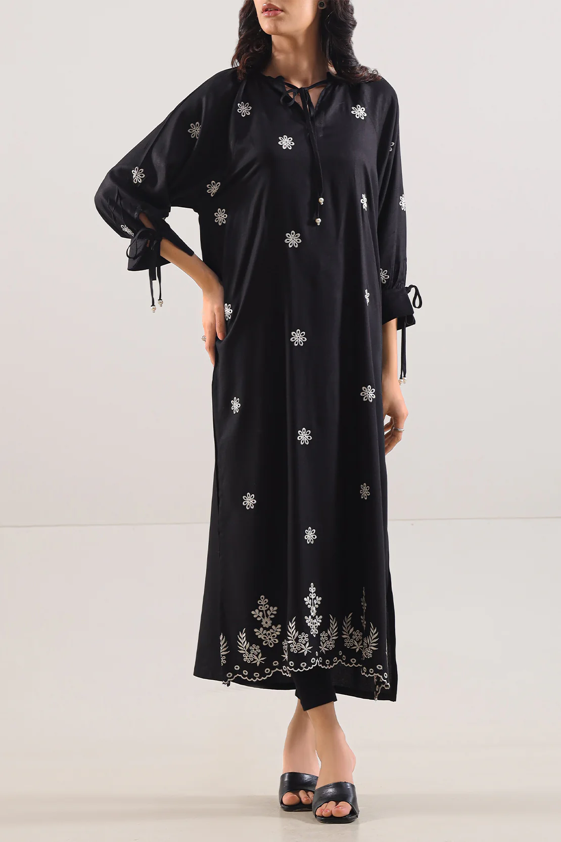 Solid Embroidered Dobby Crepe Stitched Shirt