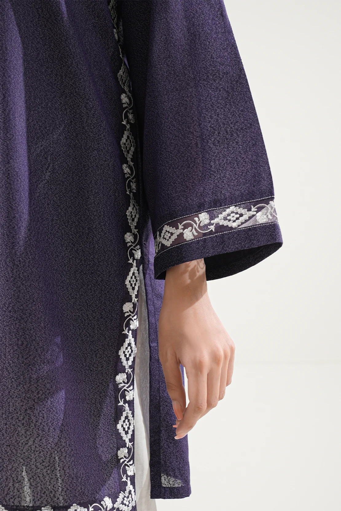 Solid Embroidered Karandi Stitched Shirt - Image 6