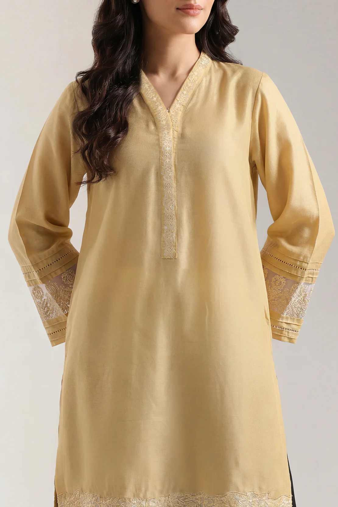 Solid Embroidered Karandi Stitched Shirt
