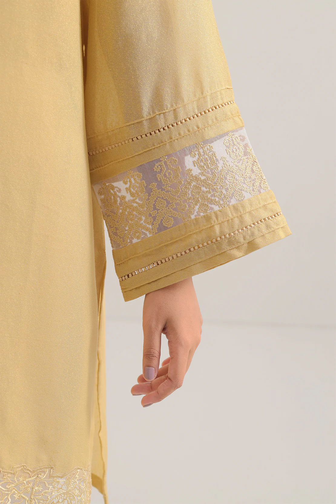 Solid Embroidered Karandi Stitched Shirt - Image 5