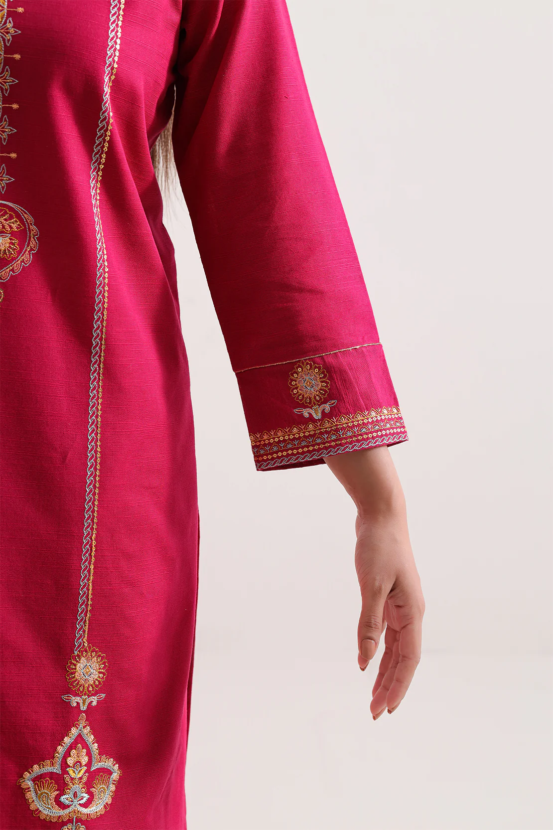 Solid Embroidered Khaddar Stitched 2 Piece (Shirt/Trouser) - Image 4