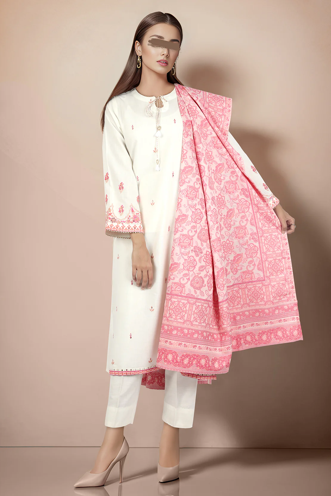 Solid Embroidered Khaddar Stitched 3 Piece - Image 2
