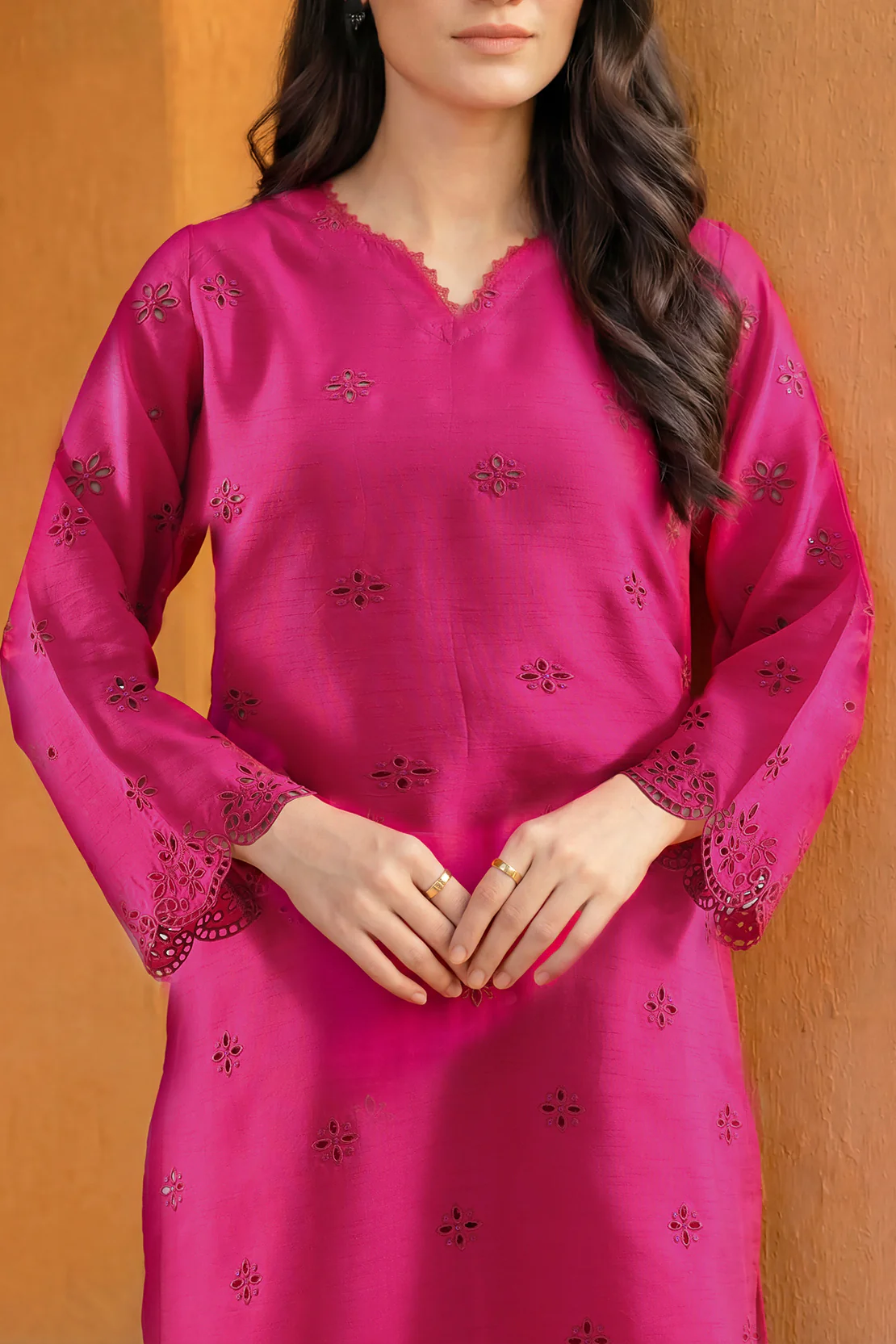 Solid Embroidered Korean Silk Stitched 2 Piece (Shirt/Trouser) - Image 3