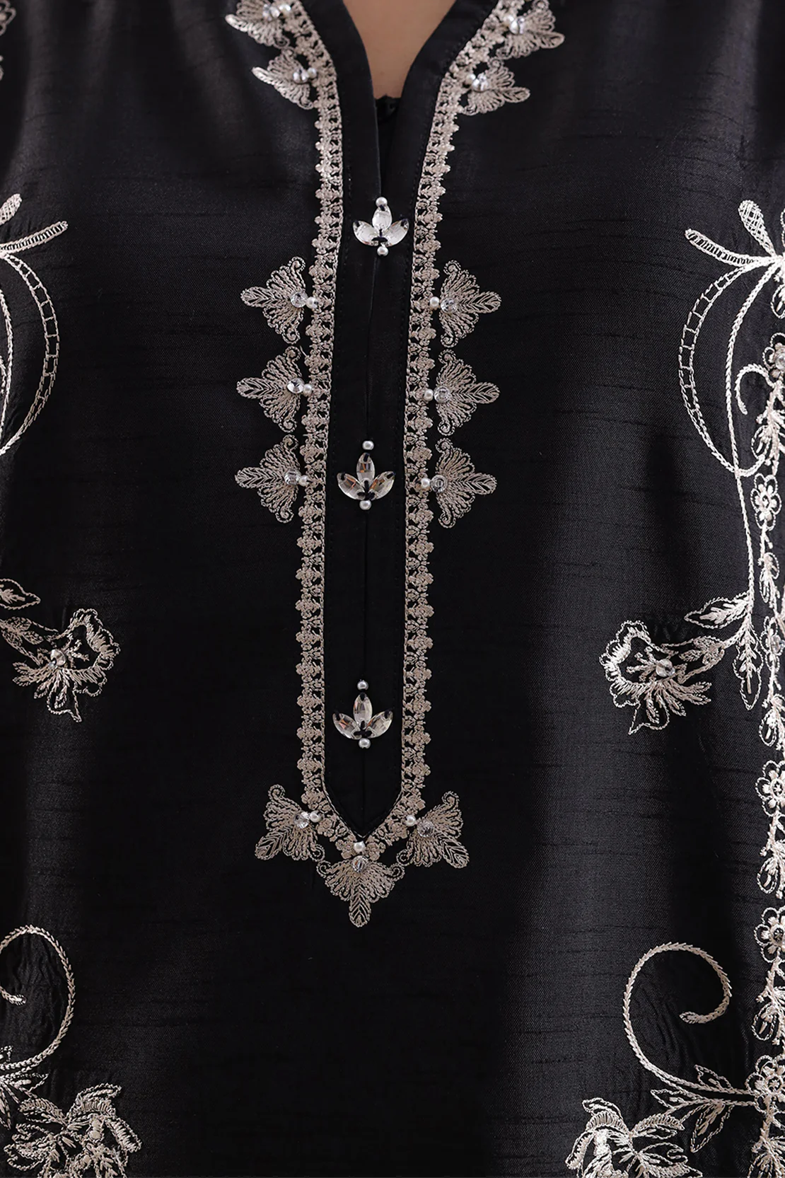 Solid Embroidered Korean Silk Stitched 2 Piece (Shirt/Trouser) - Image 3