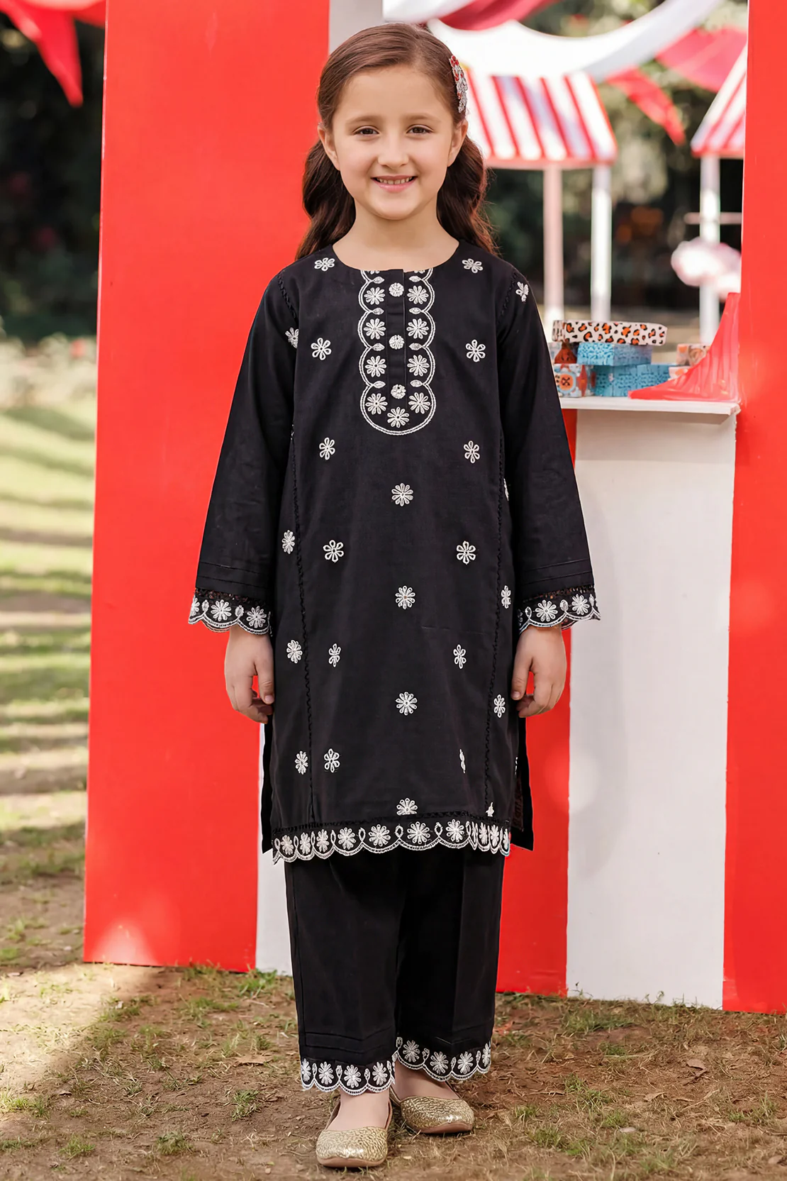 Solid Embroidered Lawn Stitched 2 Piece (Shirt/Trouser) For Kids