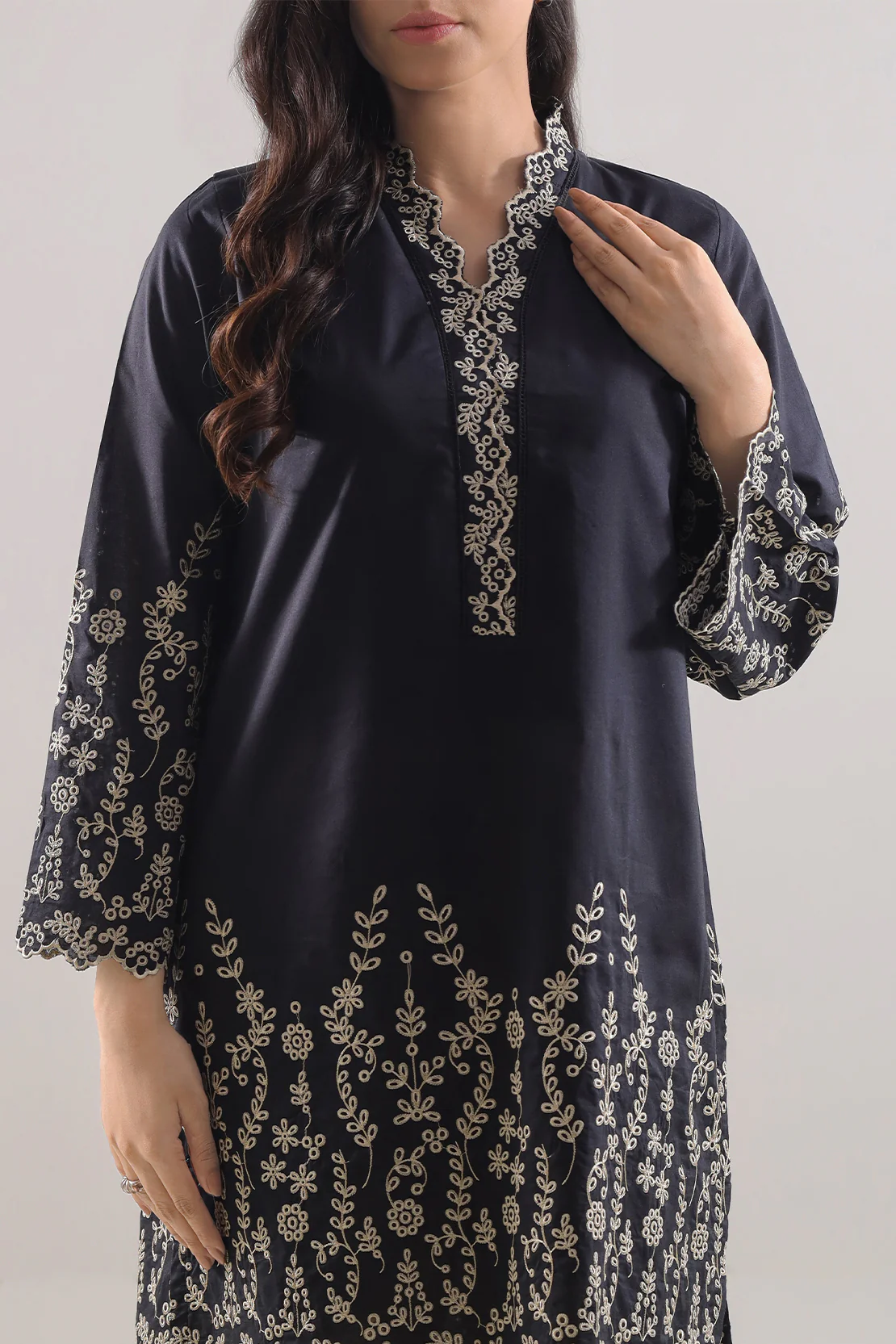 Solid Embroidered Lawn Stitched 2 Piece (Shirt/Trouser) - Image 2
