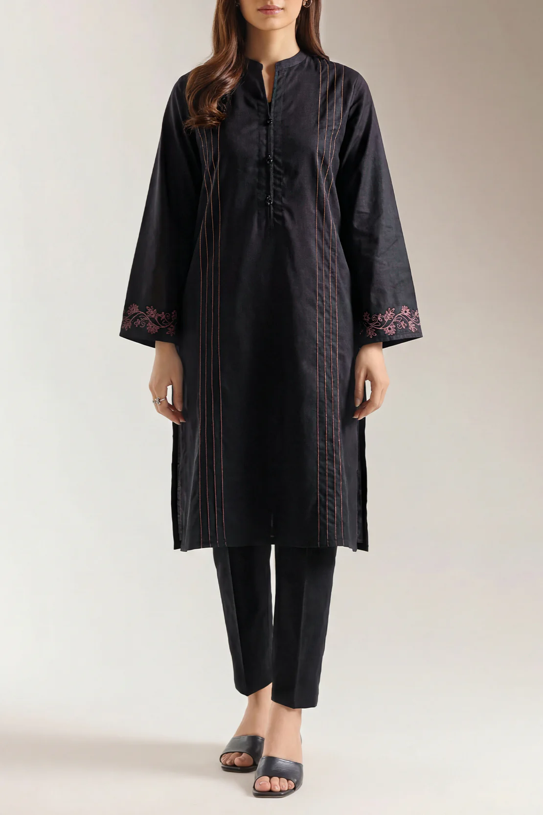 Solid Embroidered Lawn Stitched 2 Piece (Shirt/Trouser)