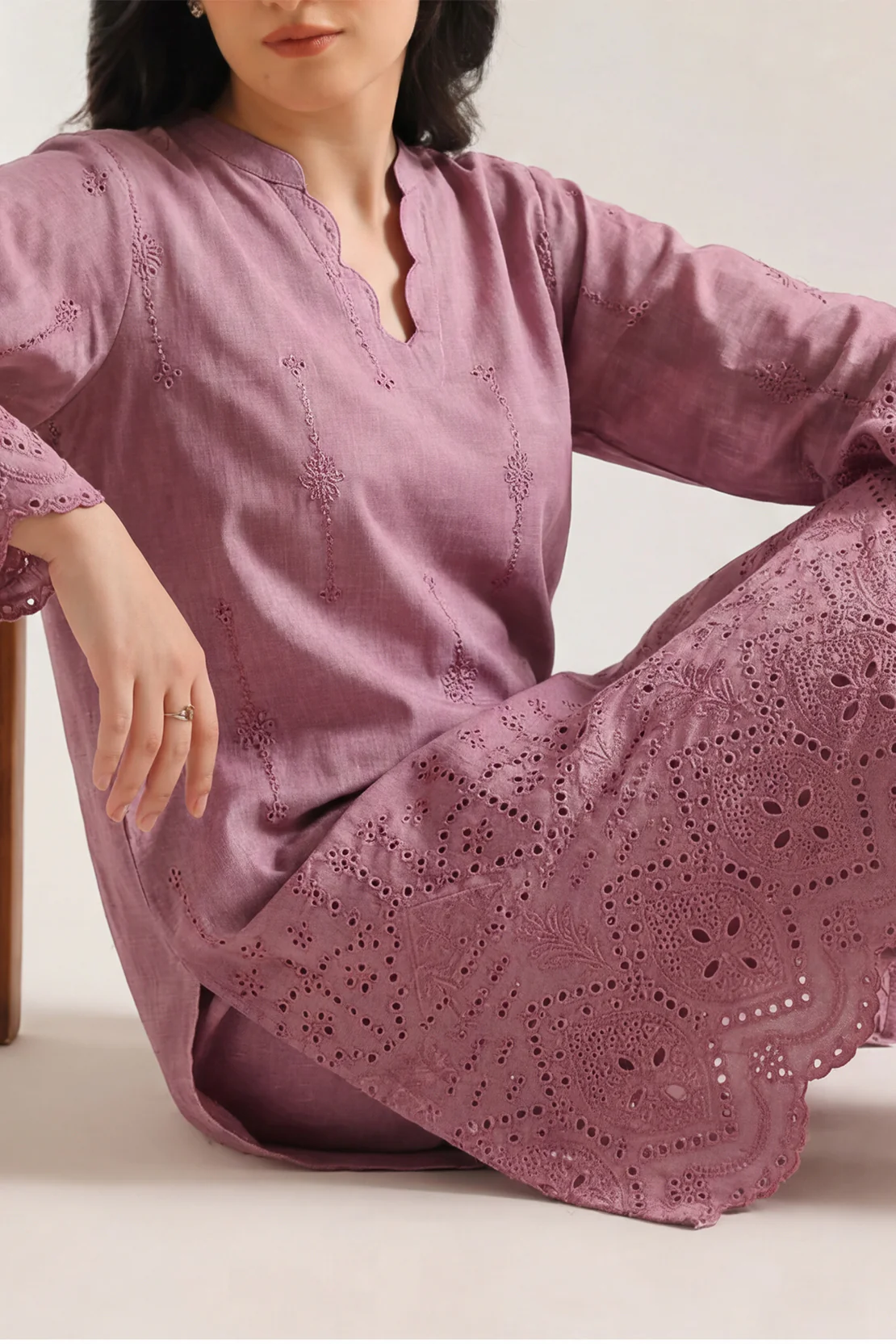 Solid Embroidered Lawn Stitched 2 Piece (Shirt/Trouser) - Image 2