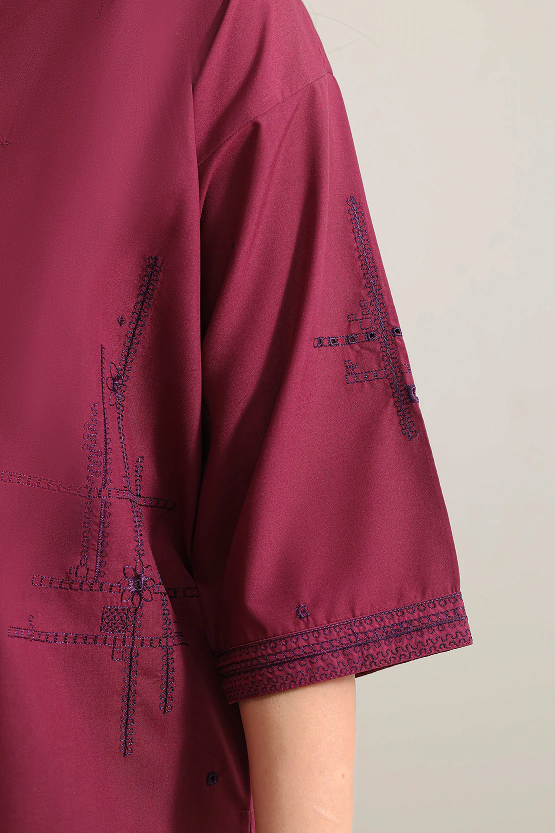 Solid Embroidered Polyester 2 Piece (Shirt/Trouser) - Image 5