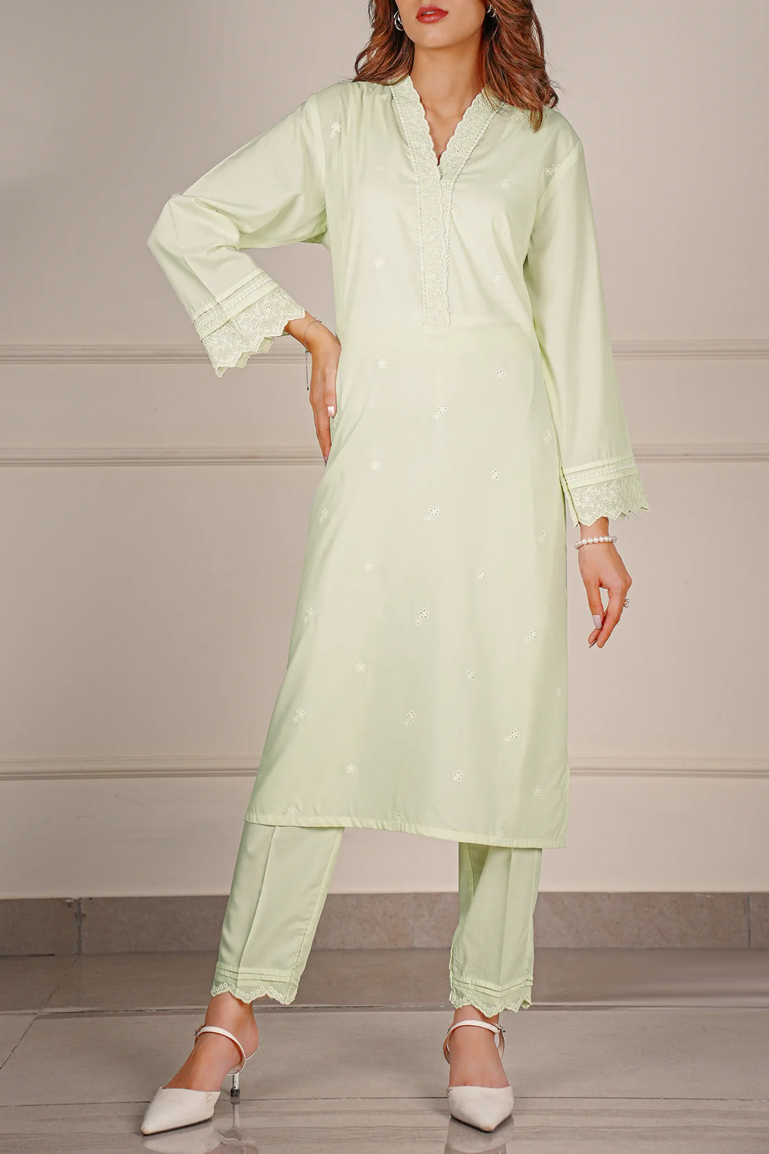 Solid Embroidered Easy Care Weave Stitched 2 Piece (Shirt/Trouser) - Image 3