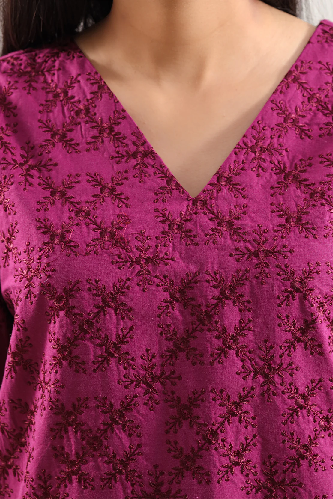 Solid Embroidered Poplin Stitched 2 piece (Shirt/Trouser) - Image 3
