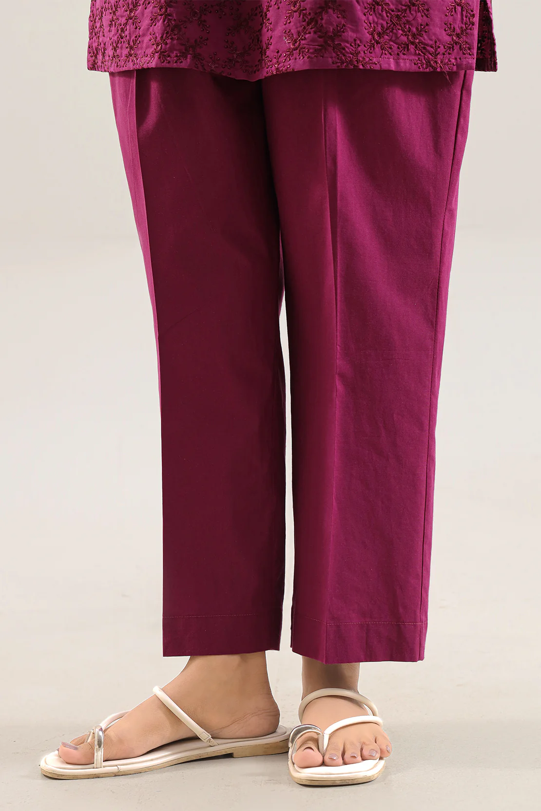 Solid Embroidered Poplin Stitched 2 piece (Shirt/Trouser) - Image 5