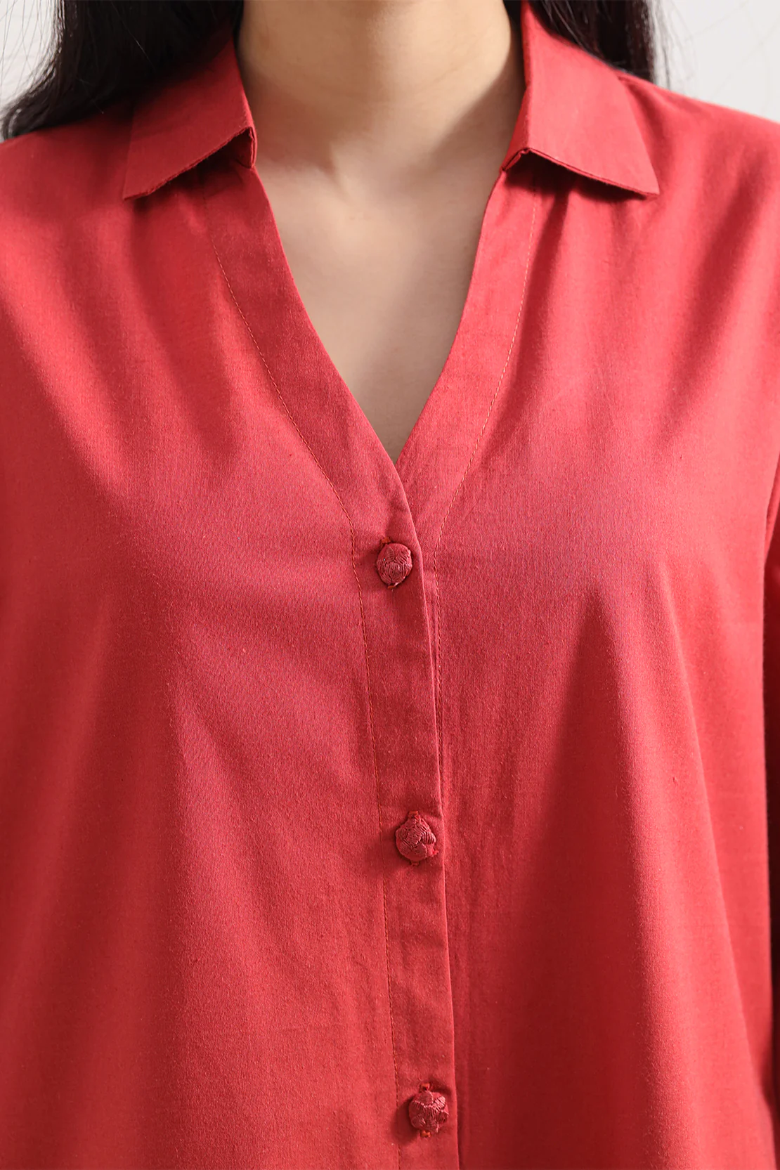 Solid Embroidered Poplin Stitched 2 piece (Shirt/Trouser) - Image 3
