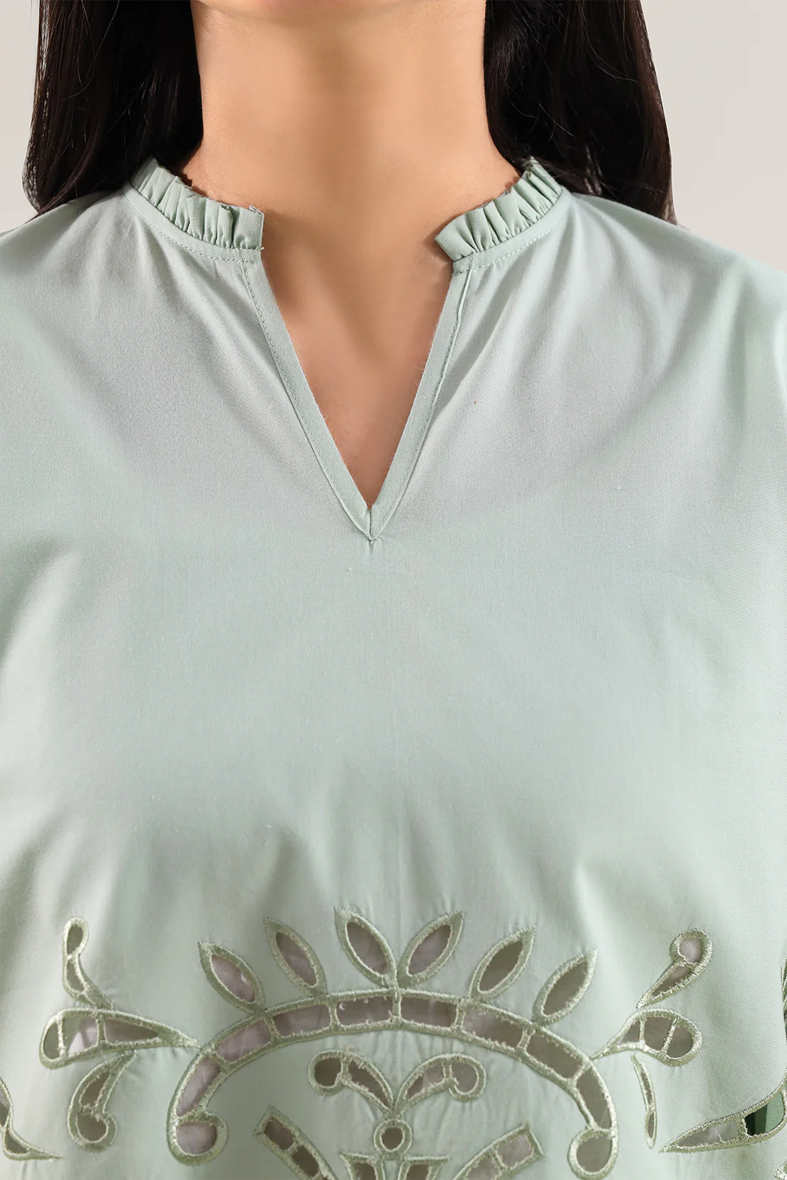 Solid Embroidered Poplin Stitched 2 piece (Shirt/Trouser) - Image 4