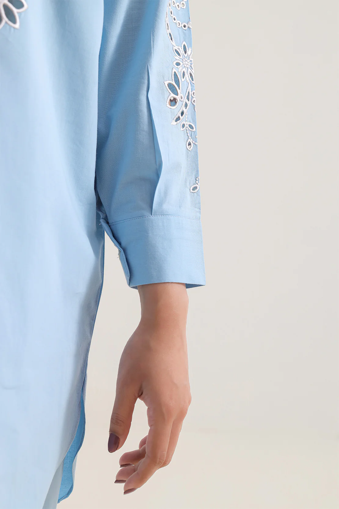 Solid Embroidered Poplin Stitched 2 piece (Shirt/Trouser) - Image 4