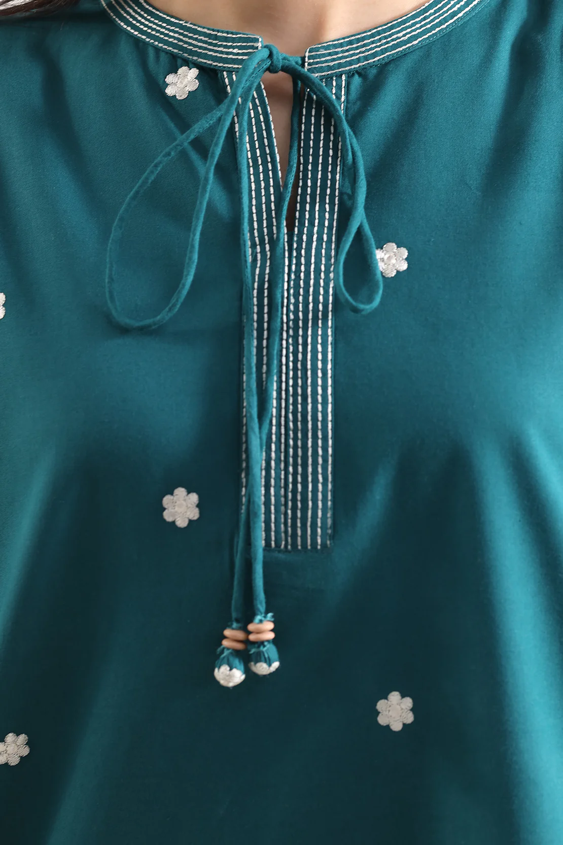 Solid Embroidered Poplin Stitched 2 piece (Shirt/Trouser) - Image 4