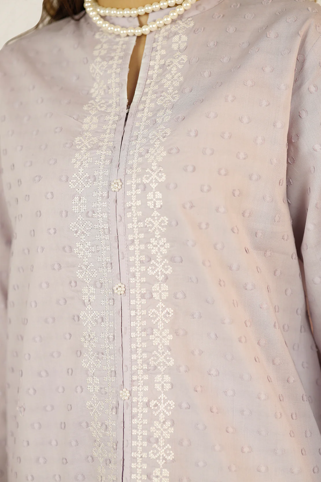 Solid Embroidered Reverse Jacquard Stitched 2 Piece (Shirt/Trouser) - Image 6