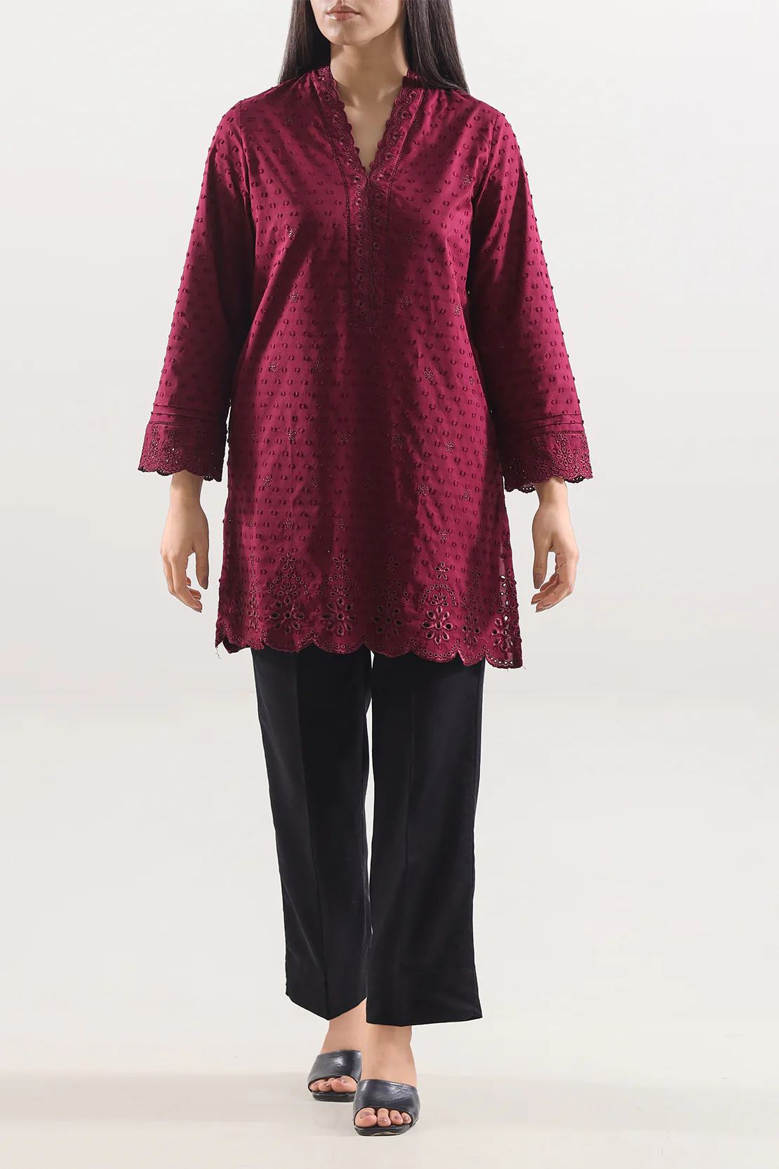 Solid Embroidered Reverse Jacquard Stitched Shirt