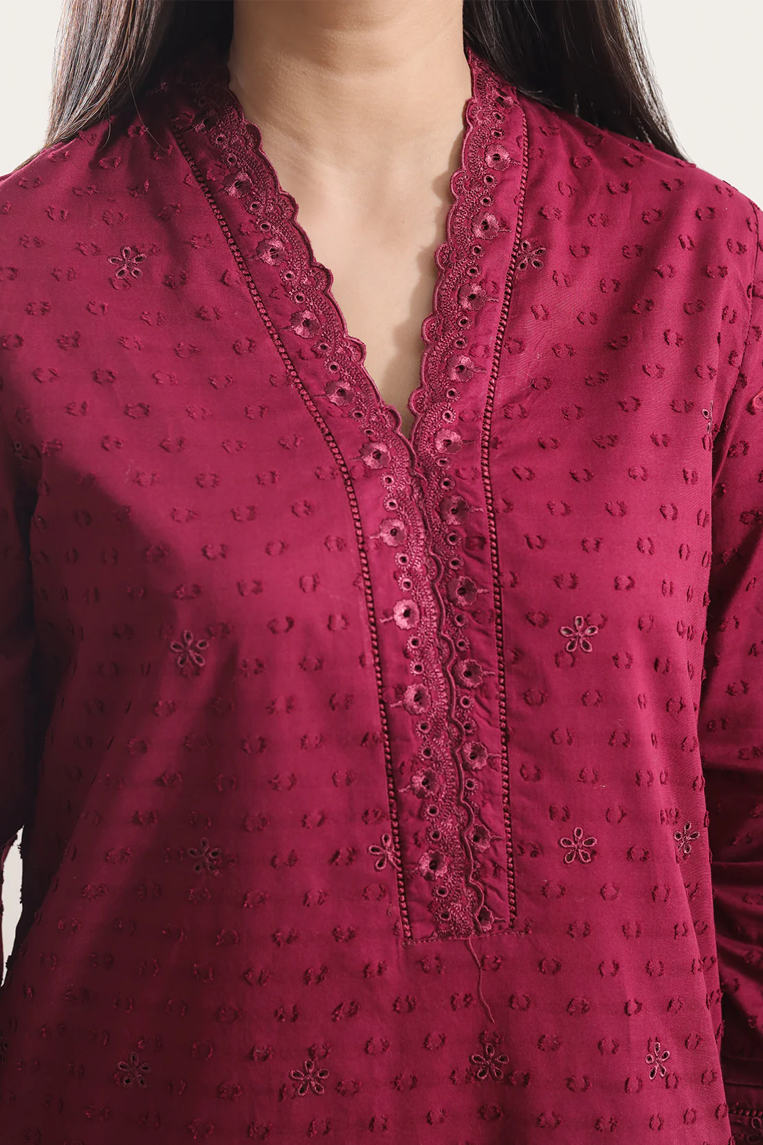 Solid Embroidered Reverse Jacquard Stitched Shirt - Image 4