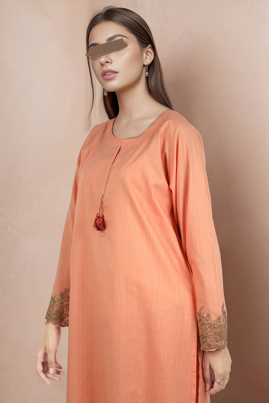 Solid Embroidered Soft Raw Silk Stitched 2 Piece (Shirt/Trouser) - Image 3