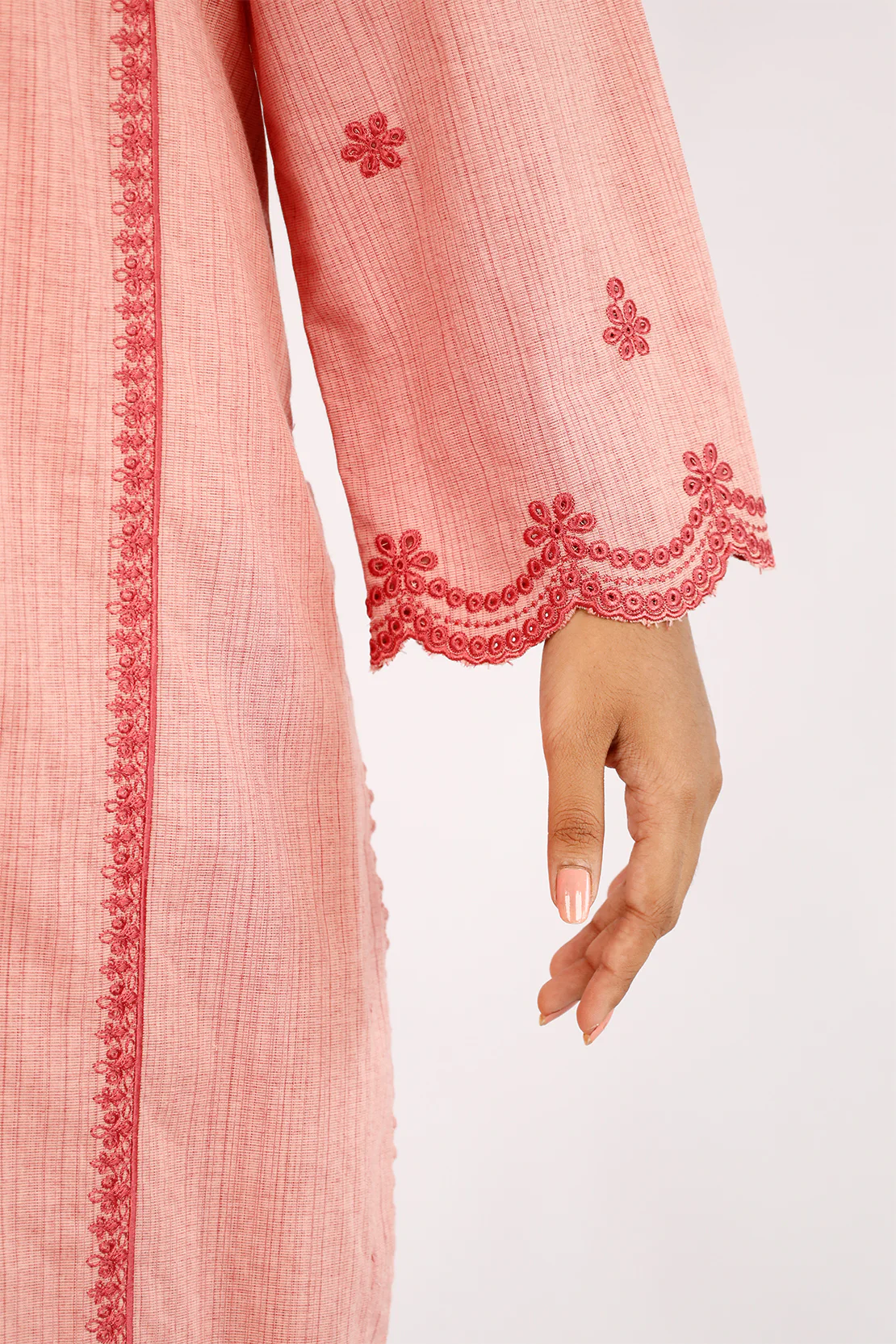 Solid Embroidered Soft Raw Silk Stitched 2 Piece (Shirt/Trouser) - Image 4