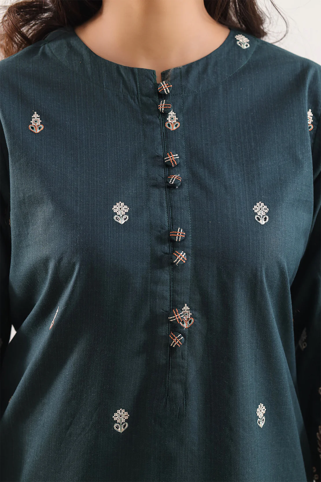 Solid Embroidered Soft Raw Silk Stitched 2 Piece (Shirt/Trouser) - Image 3