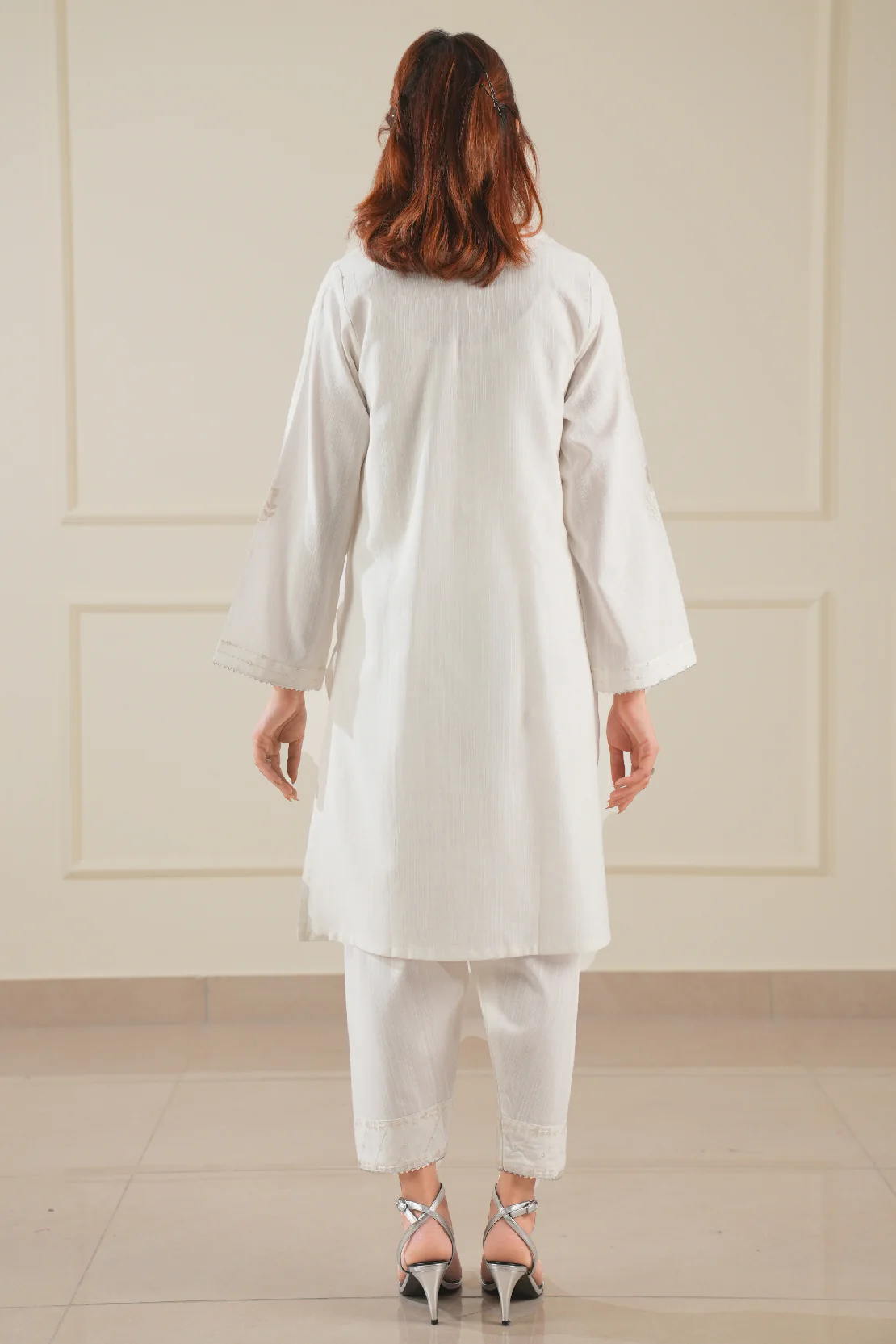 Solid Embroidered Soft Raw Silk Stitched 2 Piece (Shirt/Trouser) - Image 3