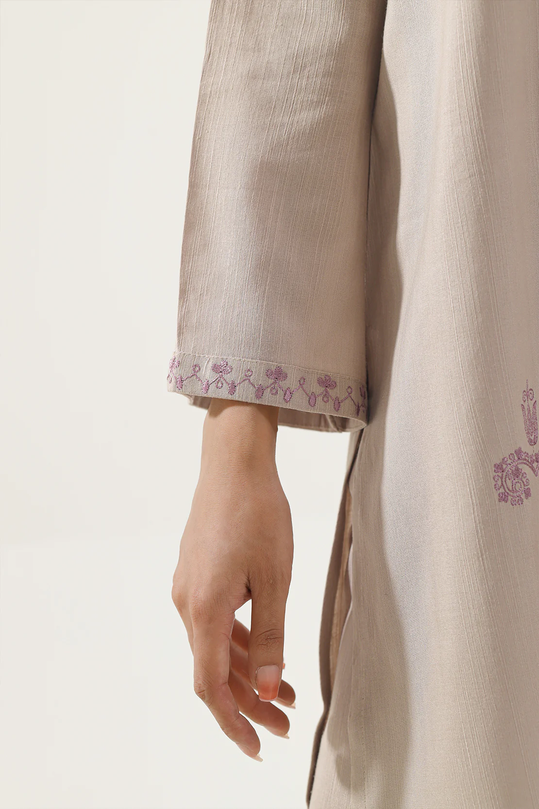 Solid Embroidered Soft Raw Silk Stitched 2 Piece (Shirt/Trouser) - Image 5