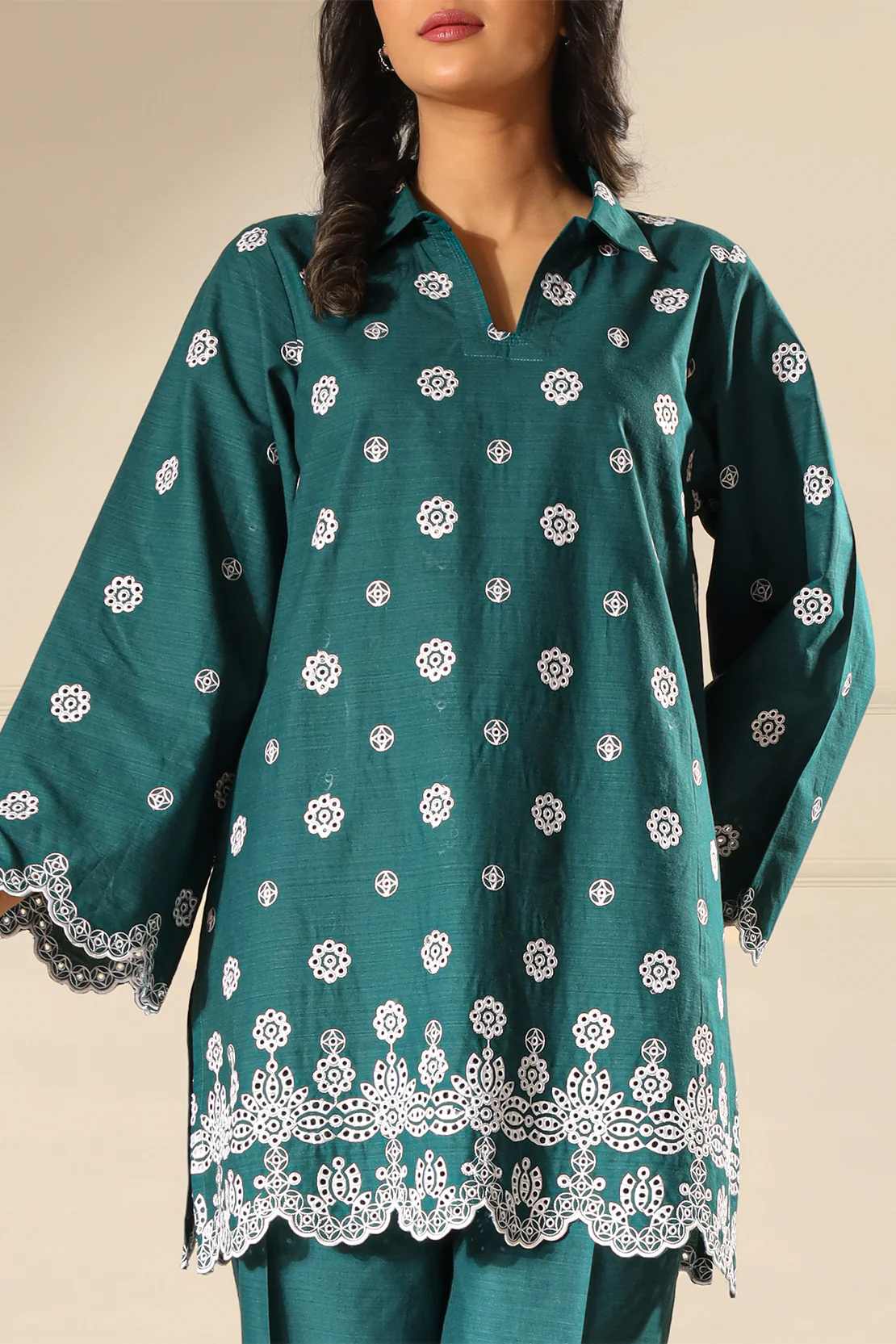 Solid Embroidered Soft Raw Silk Stitched 2 Piece (Shirt/Trouser) - Image 4