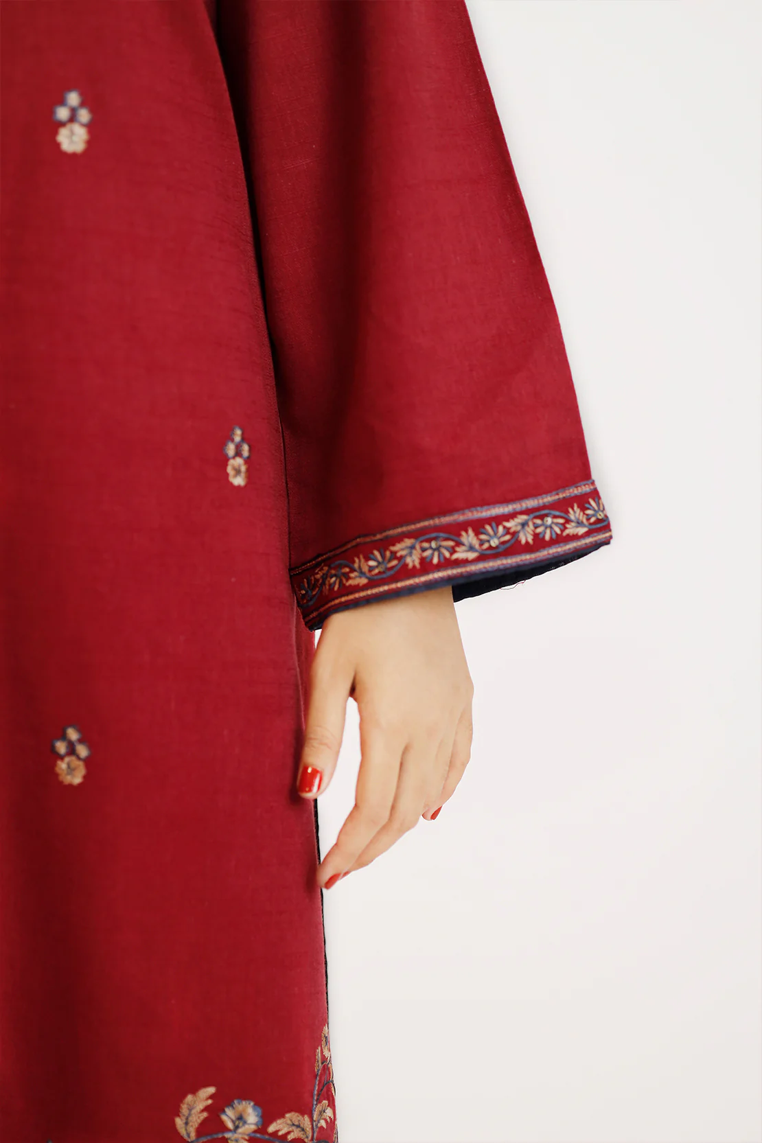 Solid Embroidered Soft Touch Cotton Stitched 2 Piece (Shirt/Trouser) - Image 5