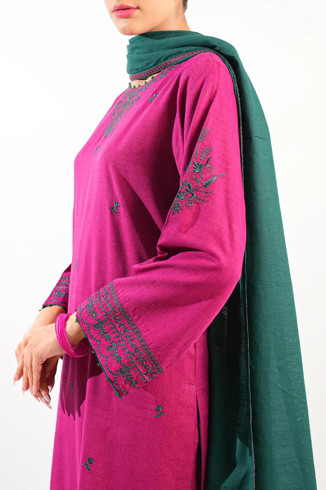 Solid Embroidered Soft Touch Cotton Stitched 2 Piece (Shirt/Trouser) - Image 3
