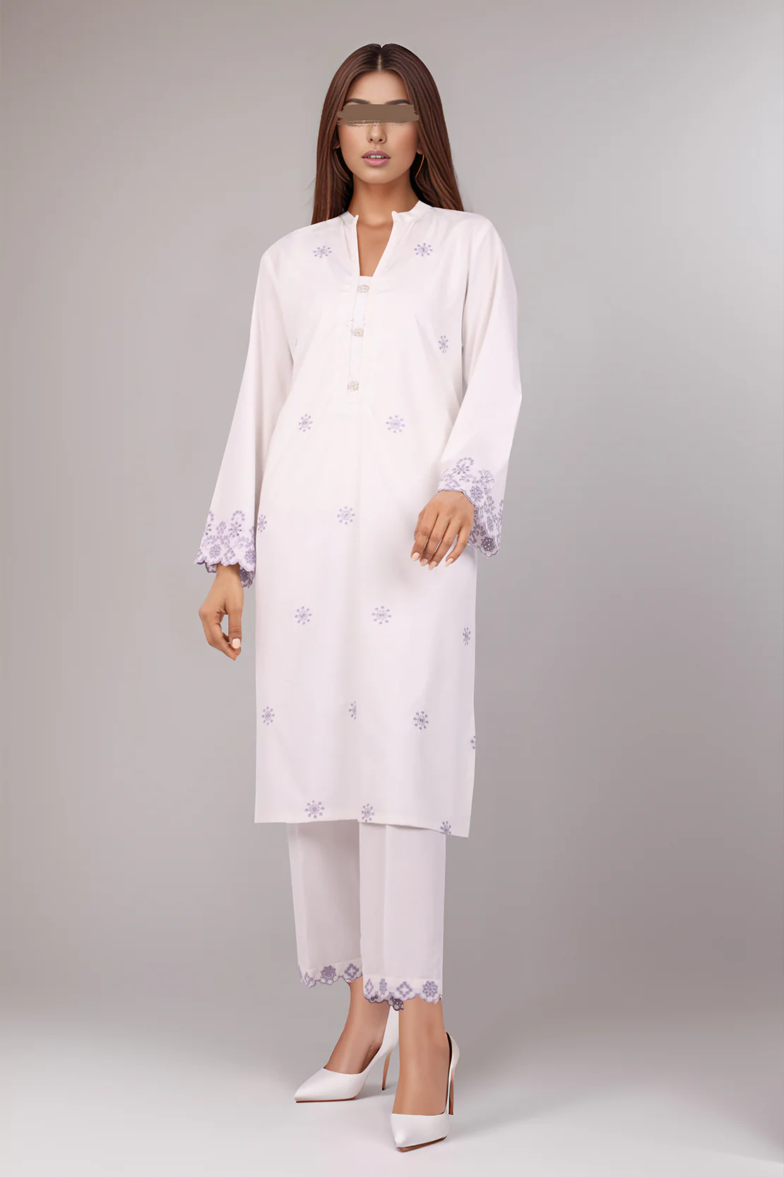 Solid Embroidered Easy Care Fabric Stitched 2 Piece (Shirt/Trouser)