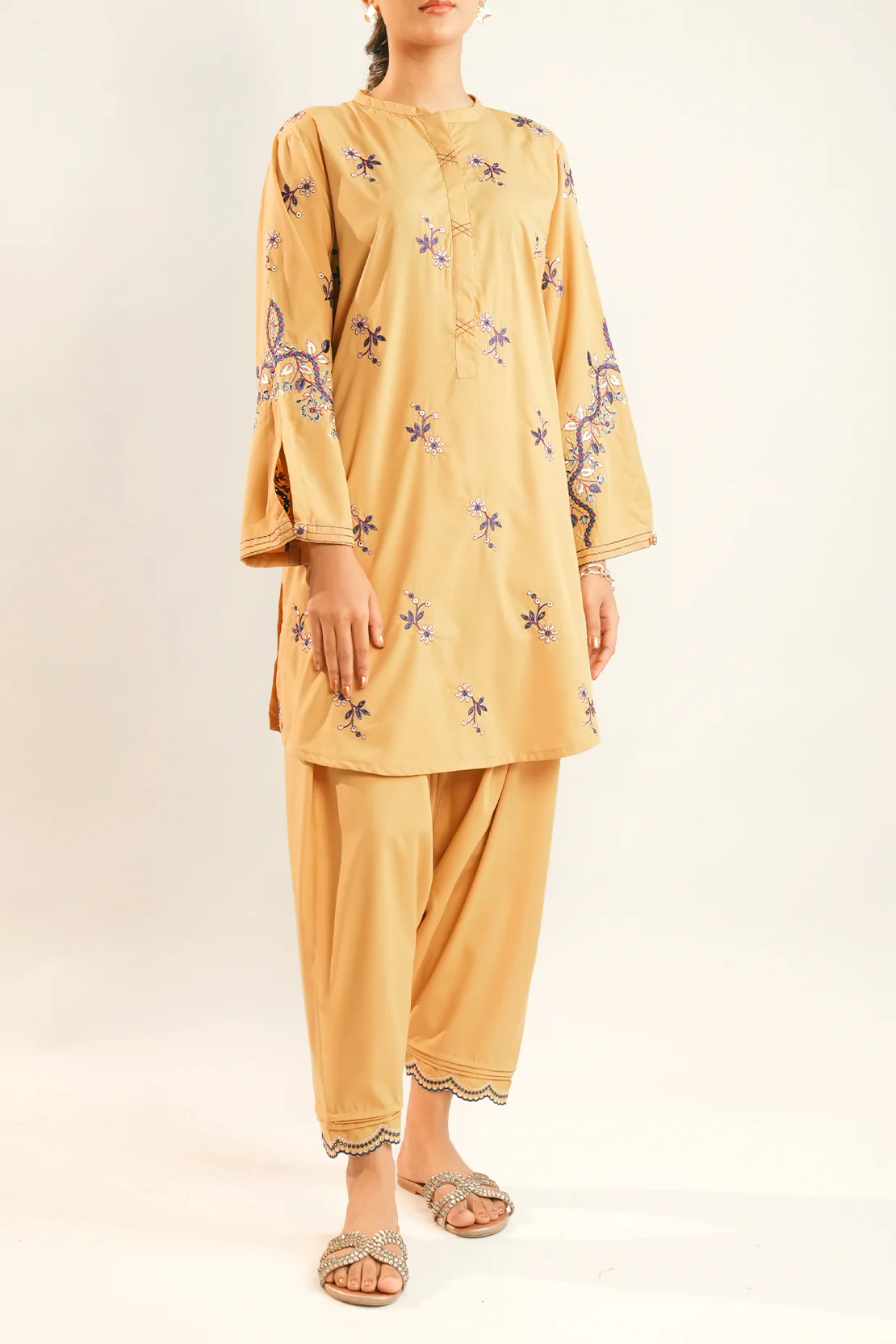Solid Embroidered Easy Care Fabric Stitched 2 Piece (Shirt/Trouser) - Image 3
