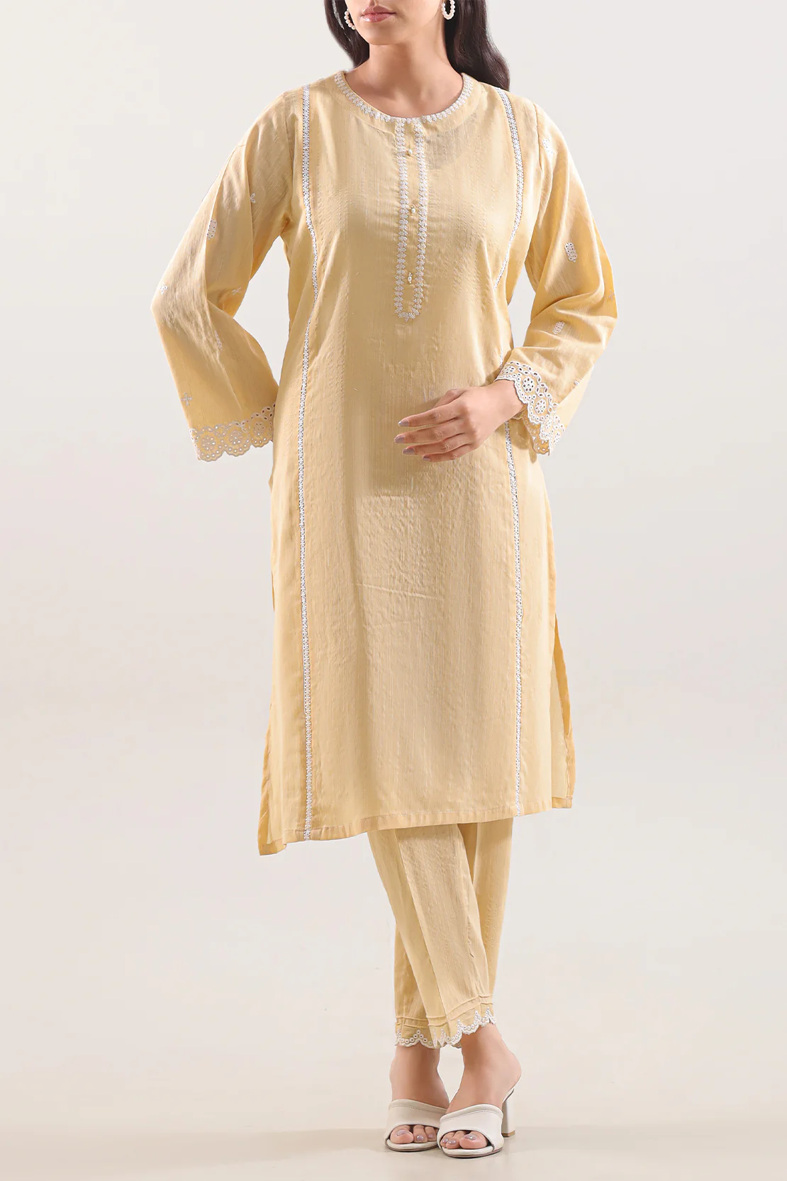 Solid Embroidered Zari Silk Touch Stitched 2 Piece (Shirt/Trouser)