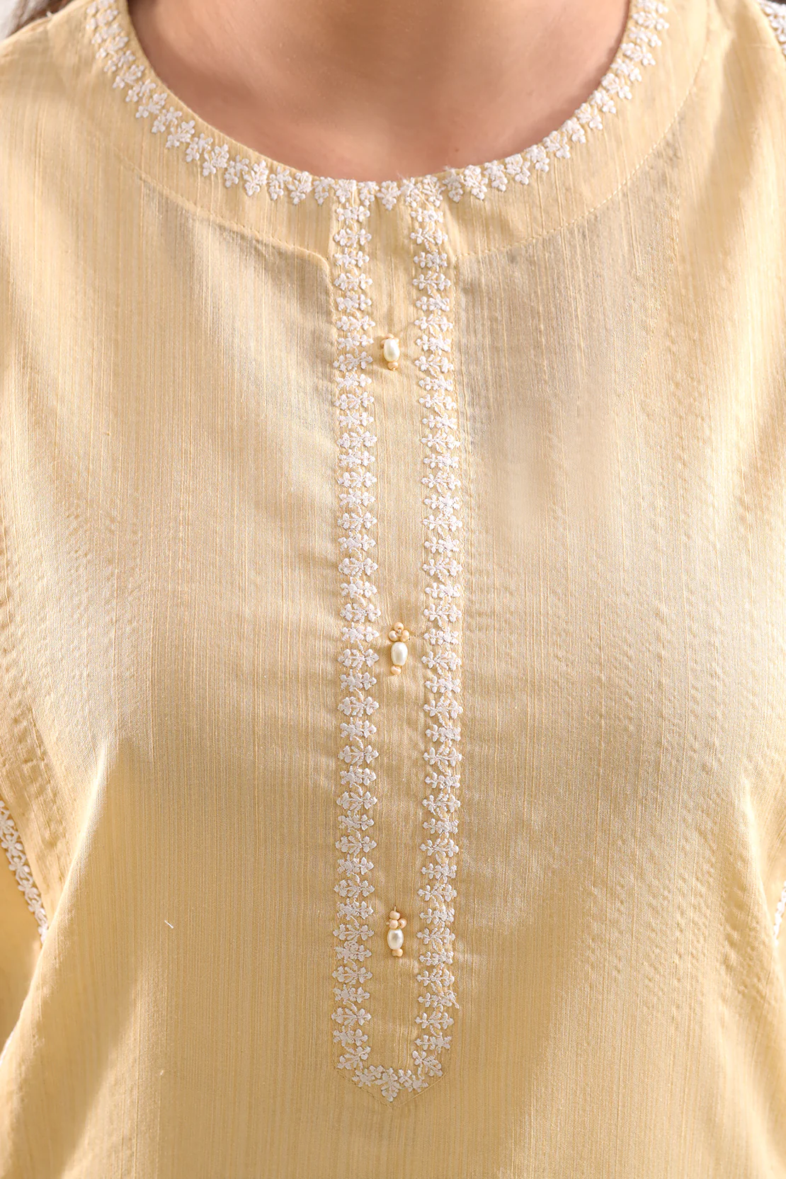 Solid Embroidered Zari Filament Stitched Shirt - Image 4