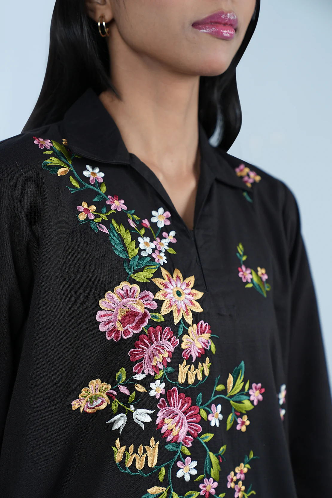 Solid Embroidered Zari Stript Stitched 2 Piece (Shirt/Trouser) - Image 3