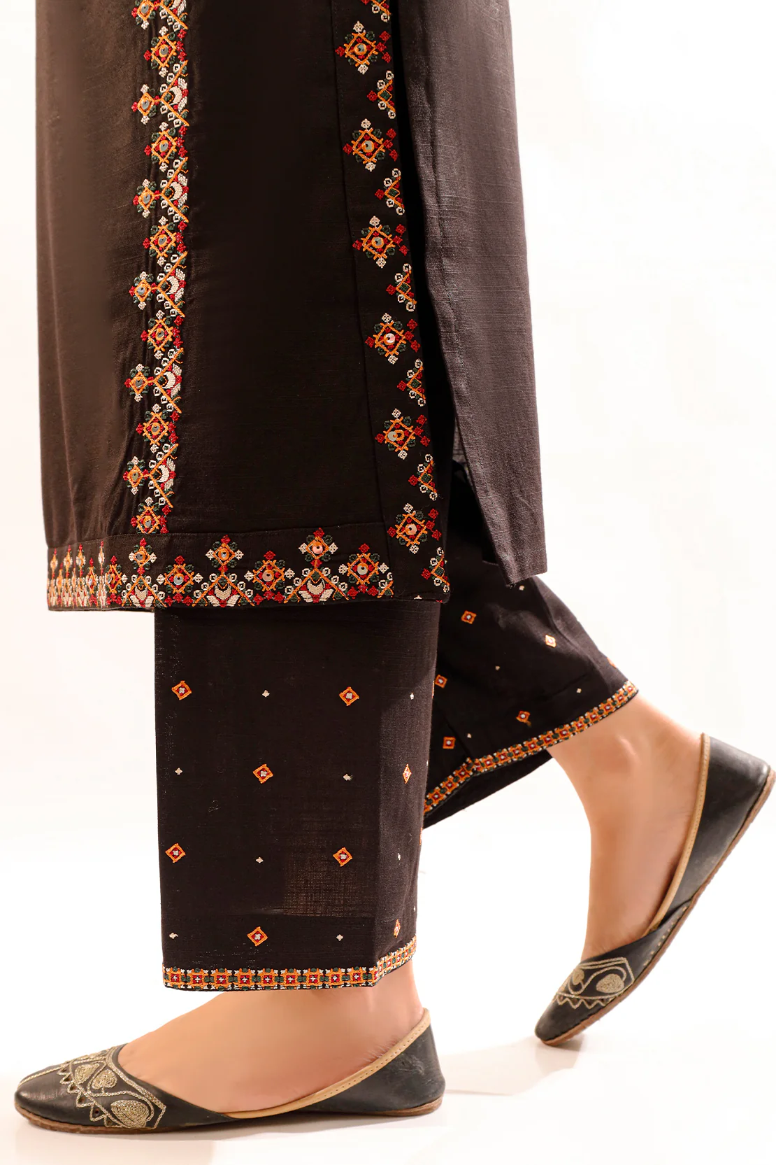 Solid Embroidered Zari Stript Stitched 2 Piece (Shirt/Trouser) - Image 6