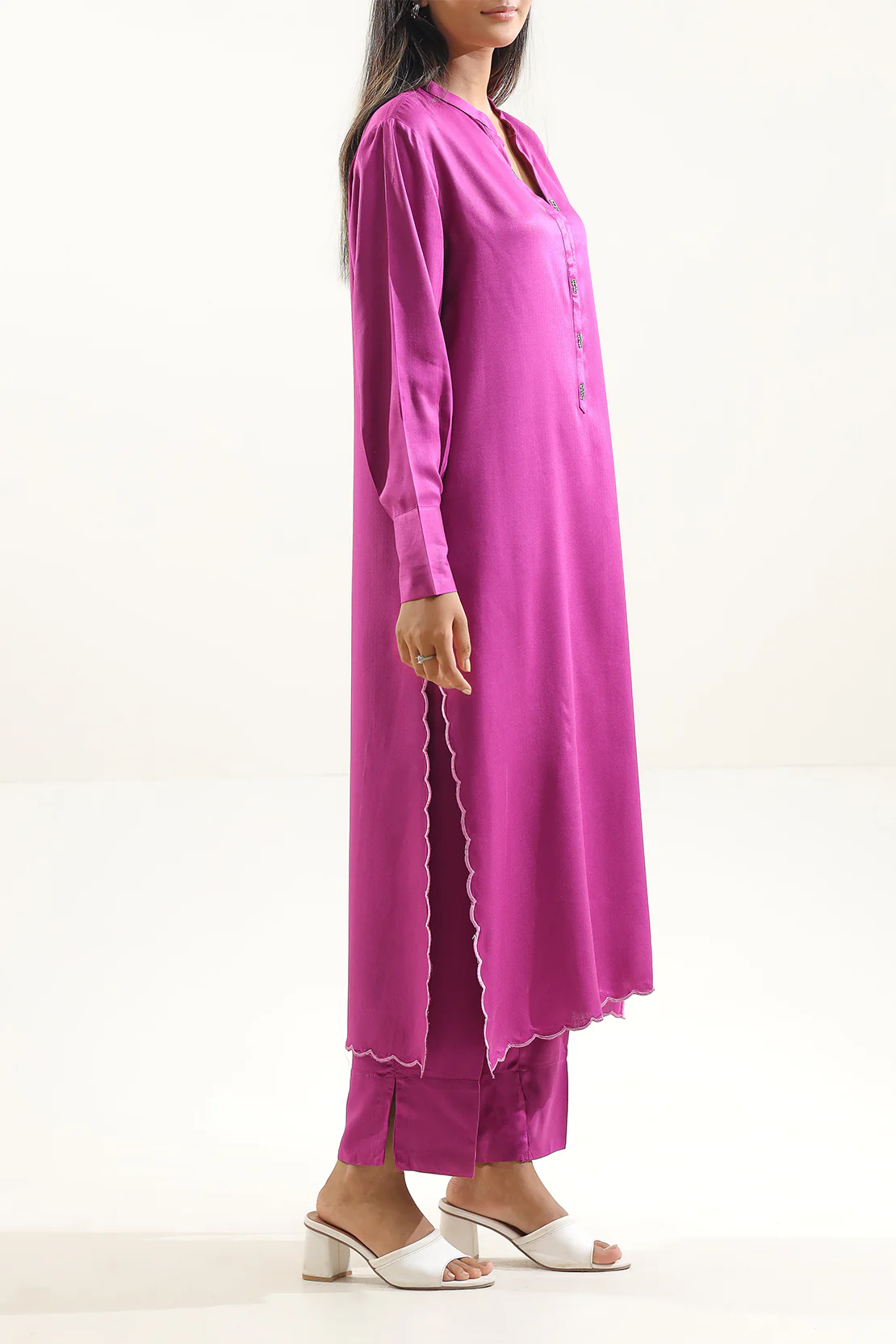 Solid Pashmina Stitched Shirt - Image 3
