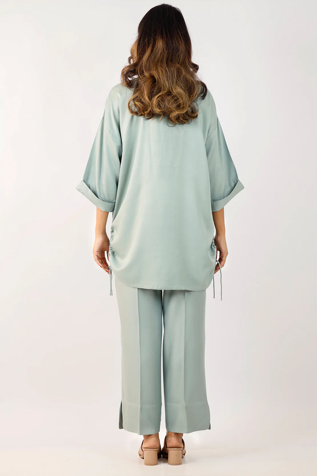 Solid Pashmina Stitched Shirt - Image 3