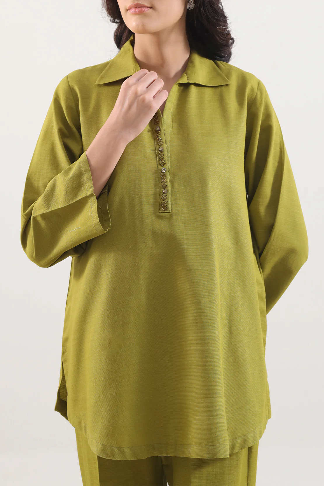 Solid Khaddar Stitched 2 Piece (Shirt/Trouser) - Image 2