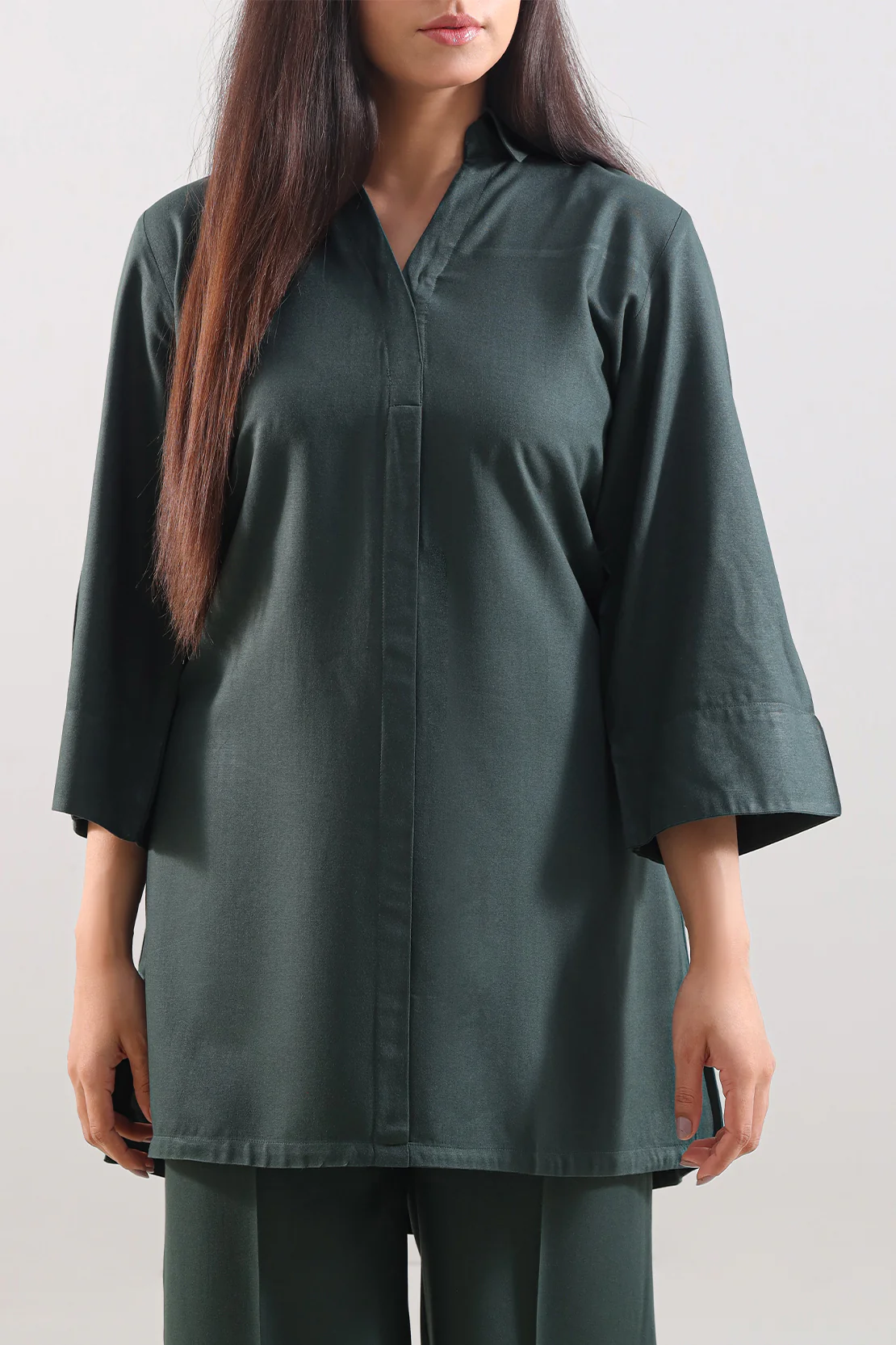 Solid Peach Fabric Stitched 2 Piece (Shirt/Trouser) - Image 3