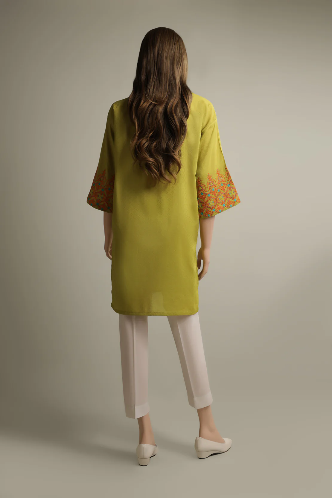 Solid Lawn Jacquard Emb Stitched Shirt - Image 3