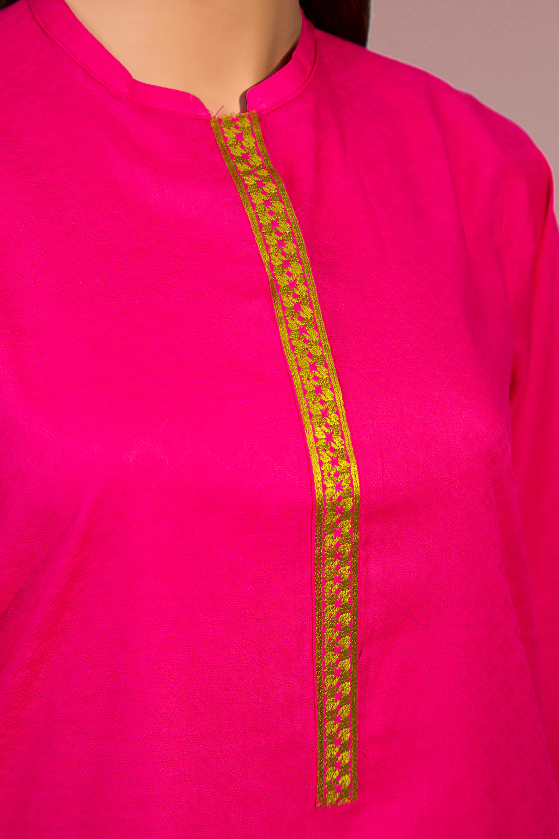 Solid Lawn Jacquard Embroidered Stitched Shirt - Image 4
