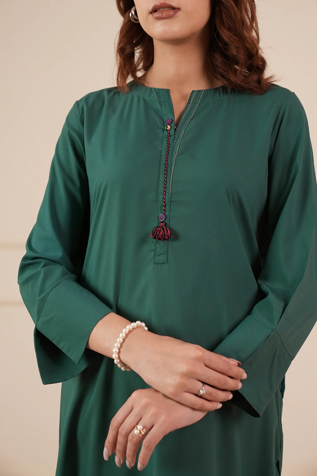 Solid Easy Care Weave Stitched Shirt