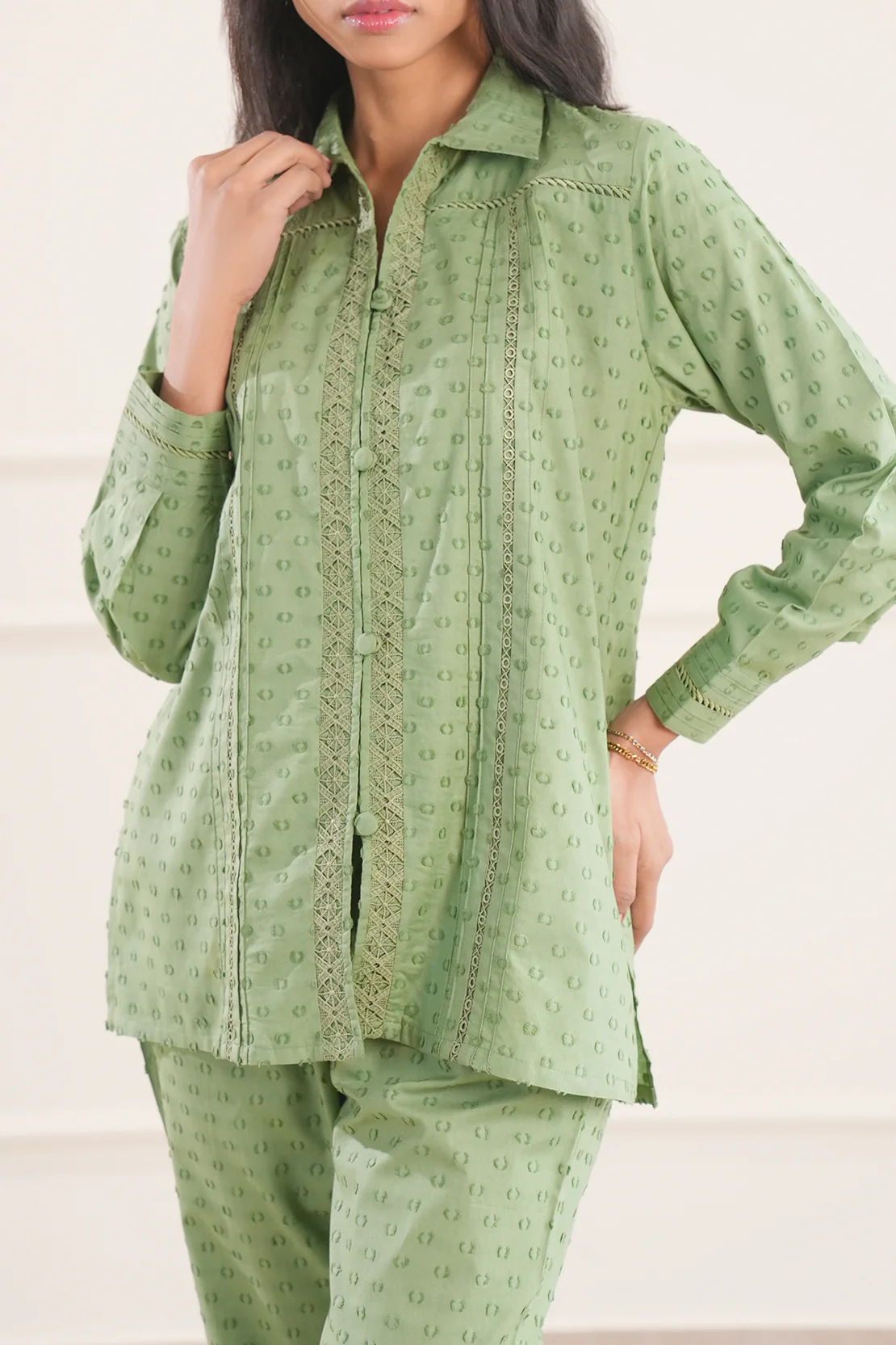 Solid Reverse Jacquard Stitched 2 Piece (Shirt/Trouser) - Image 2