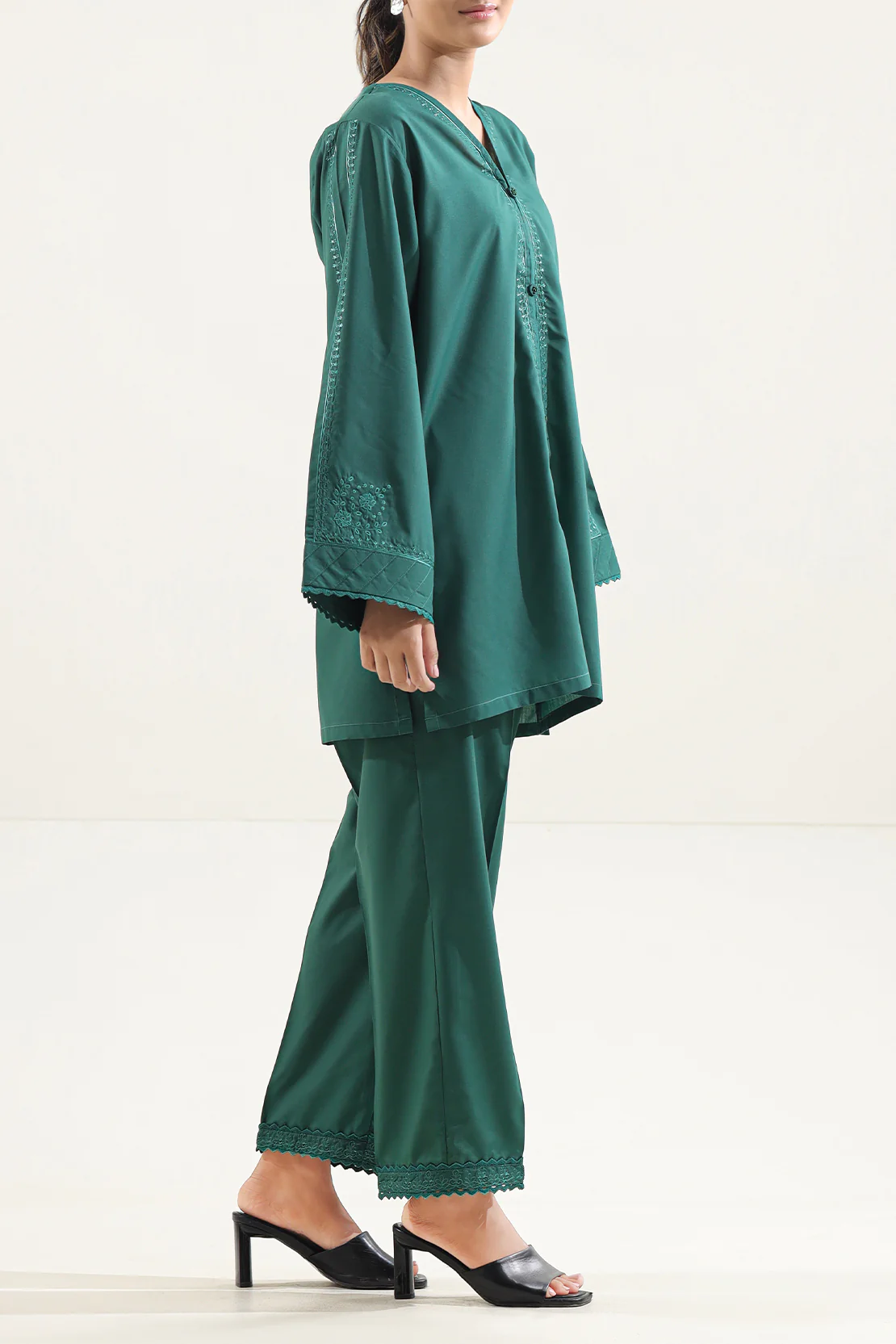 Solid Reverse Jacquard Stitched 2 Piece (Shirt/Trouser) - Image 2