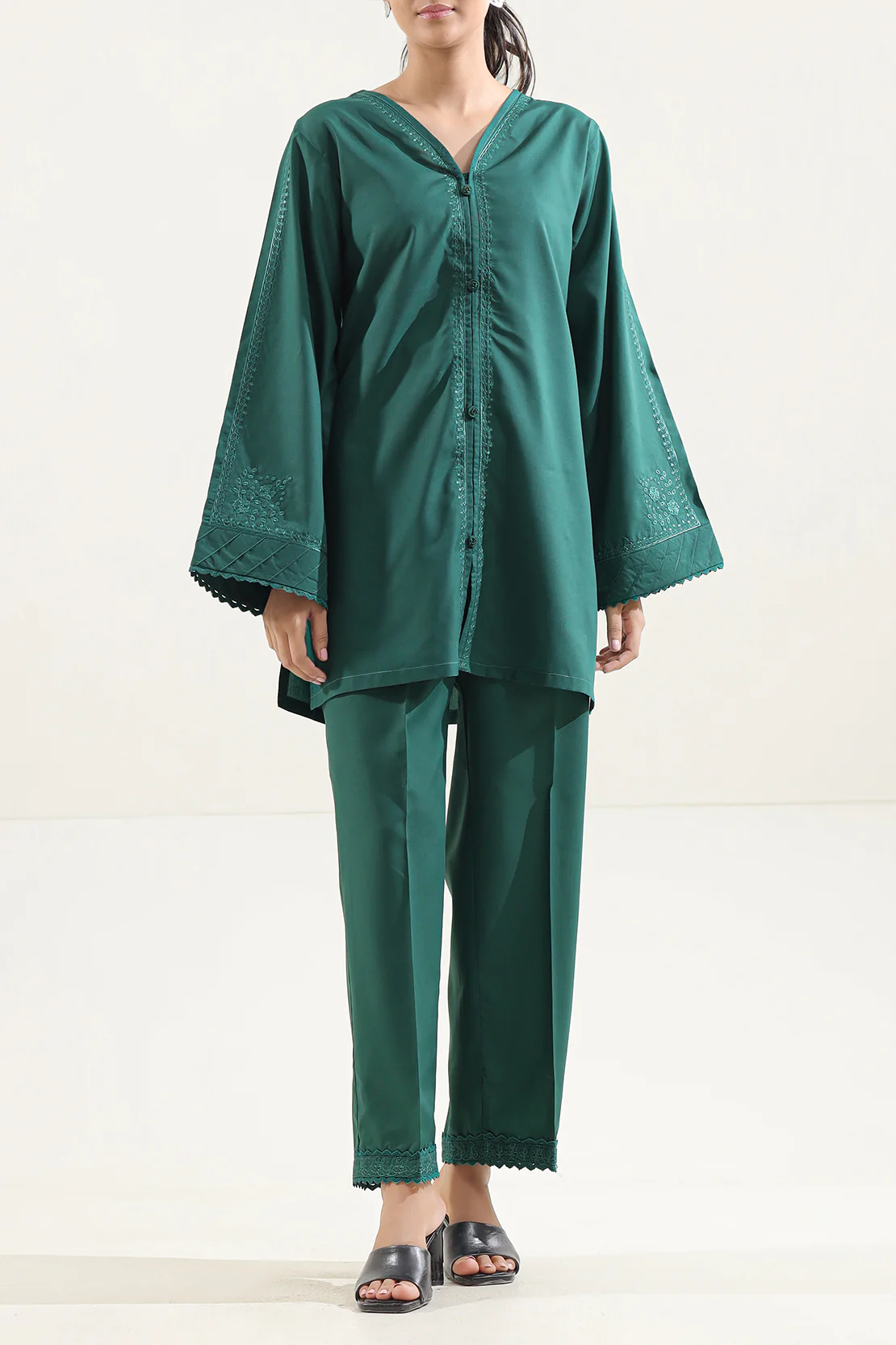 Solid Reverse Jacquard Stitched 2 Piece (Shirt/Trouser) - Image 3
