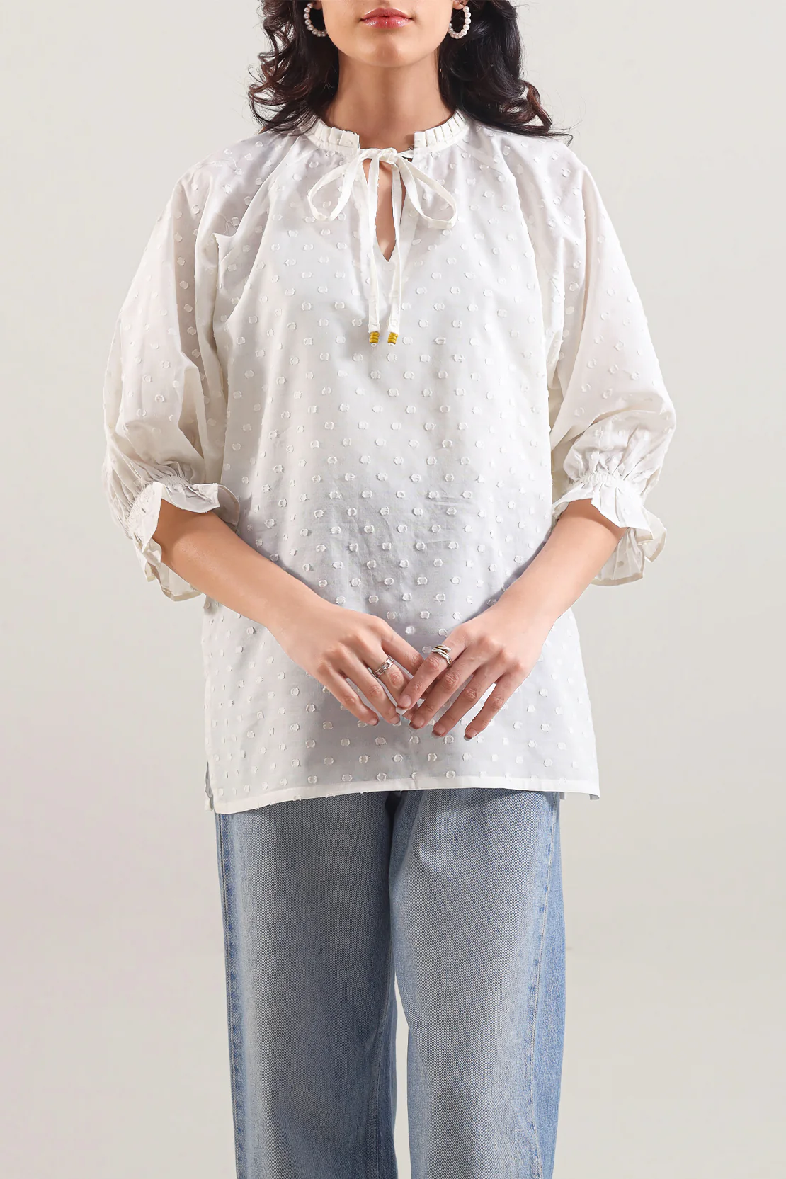 Solid Reverse Jacquard Stitched Shirt - Image 2