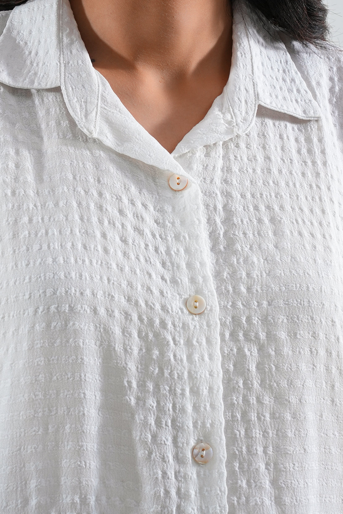 Solid Seersucker Stitched Shirt - Image 4