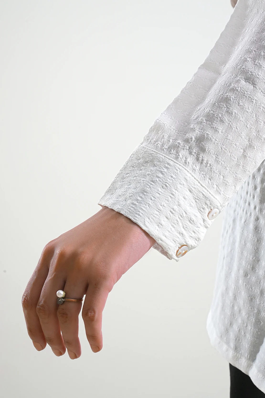Solid Seersucker Stitched Shirt - Image 5